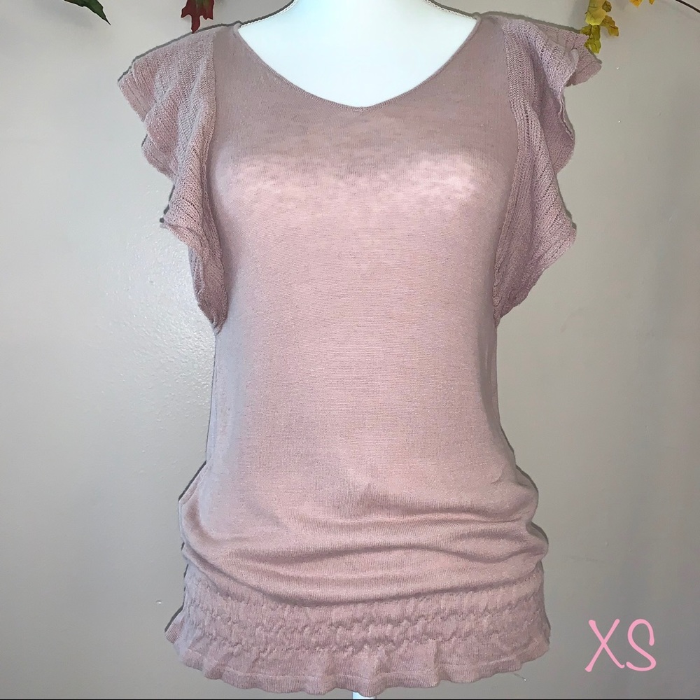Ann Taylor LOFT pink ruffled sleeveless sweater
